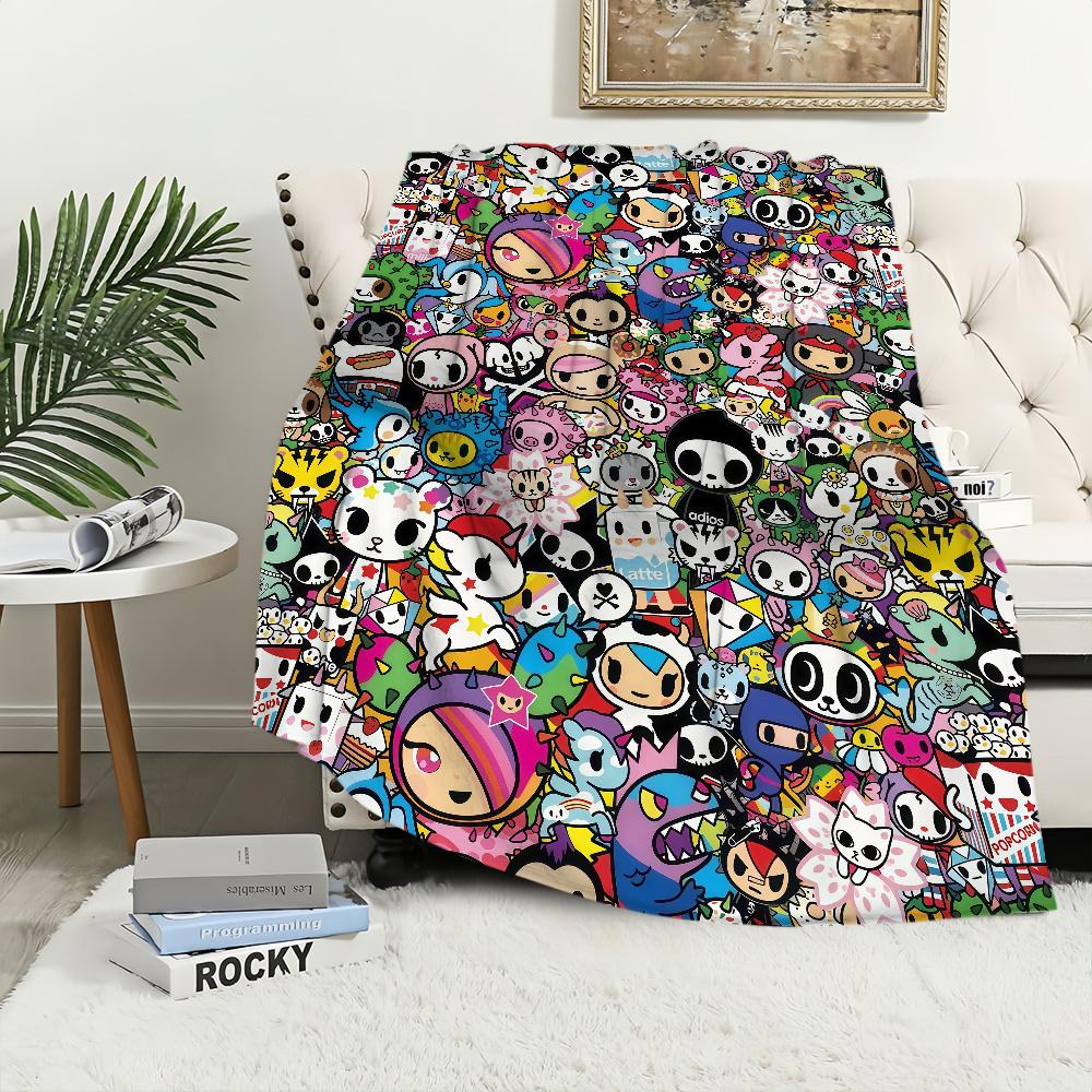 cool cartoon kawaii funny art T-Tokidoki Flannel warm soft plush blanket sofa living room hogar office bedroom travel gift home
