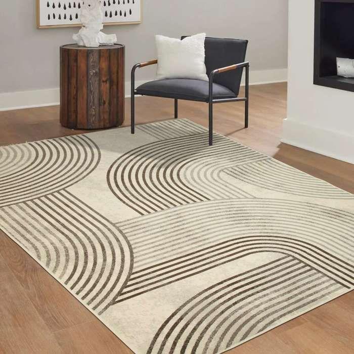 Modern Scandinavian Ecru Living Room Rug 160x230