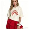Kokoshnik Ornament Print T-Shirt | Russian Folk Art Red & White Casual Tee Fashion Russian Elegant Short Sleeve Tops Pure