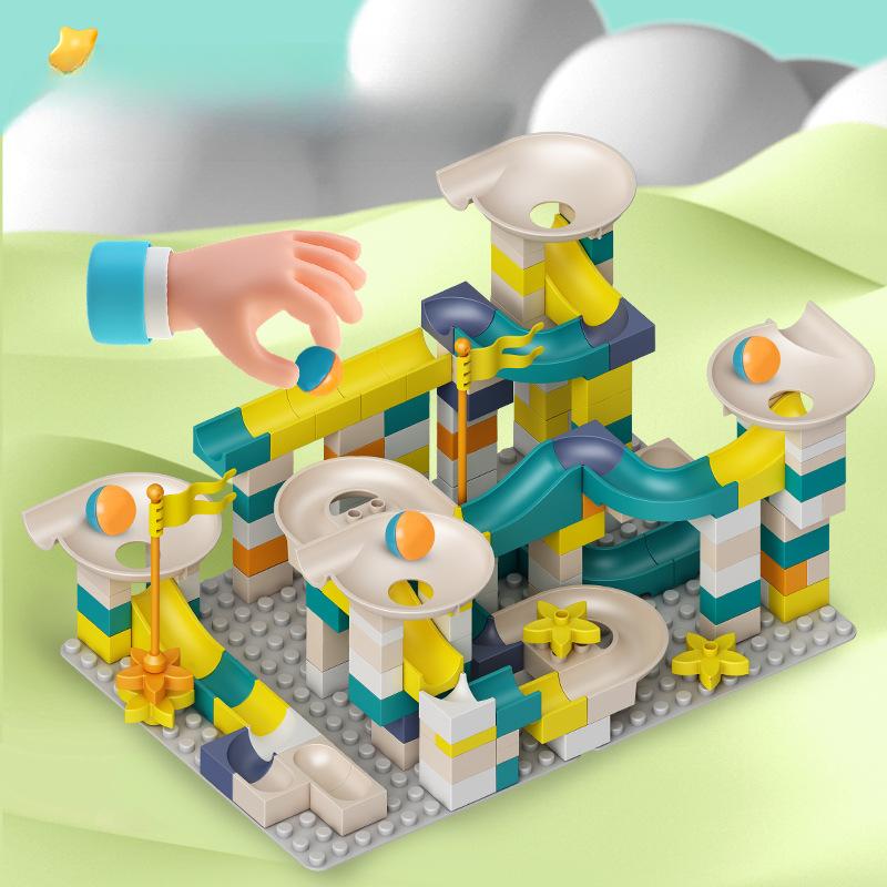 Kompatibel mit Großteilchen-Bausteinrutschen  Kugelwechselbahnen  Kindergarten DIY Bausteintische  Lose Teile blue