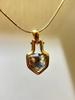 Pendant shield with inlay of meteorite Pallasite Sericho Kenya with olivine 10184 mm on chain 55 cm titanium steel gift box COA certificate