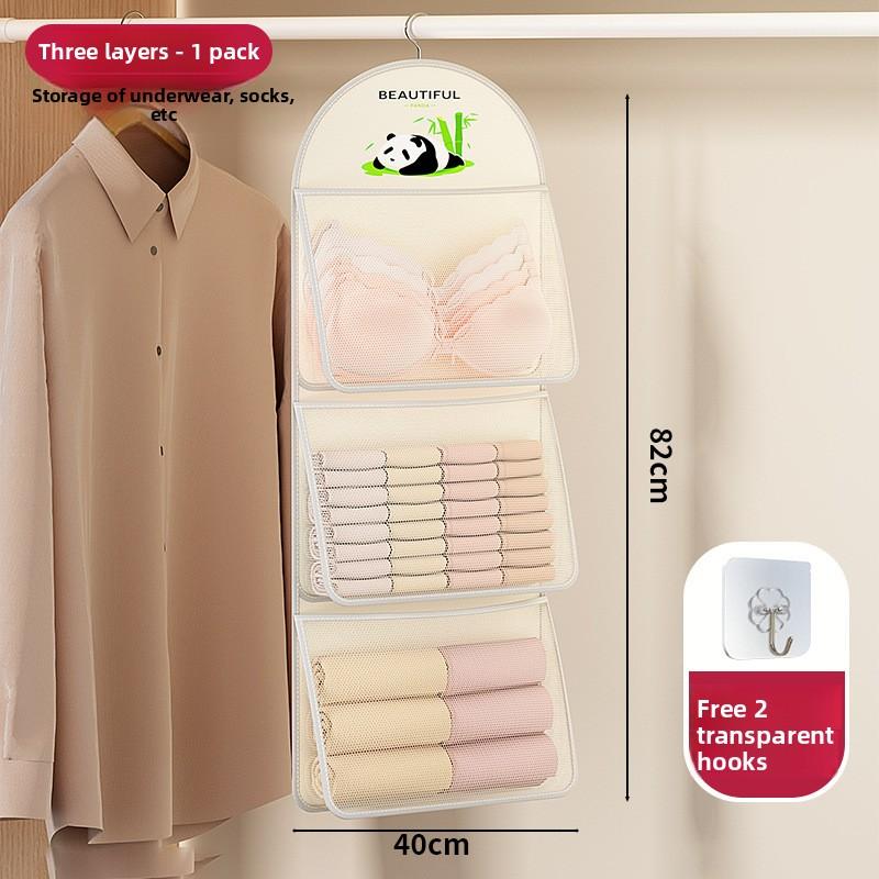 

Трехъярусная подвесная сетчатая сумка для хранения нижнего белья, носков и бюстгальтеров - Подходит для общежития и дома, настенный органайзер 82*40cm-1pc бежевый