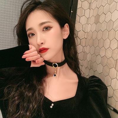 Women Choker Wide Band Adjustable Alloy Rhinestone Pendant Dark Style Collar Neck Decoration Club Party Necklace Sex Toy Women Jewelry