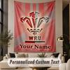 Custom Text Tapestry Wales Rugby Print Wall Tapestry Indoor Living Room Wall Decor