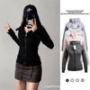 Women's Casual Zip-Up Hoodie Slim Fit Long Sleeve Solid Color Sweatshirt