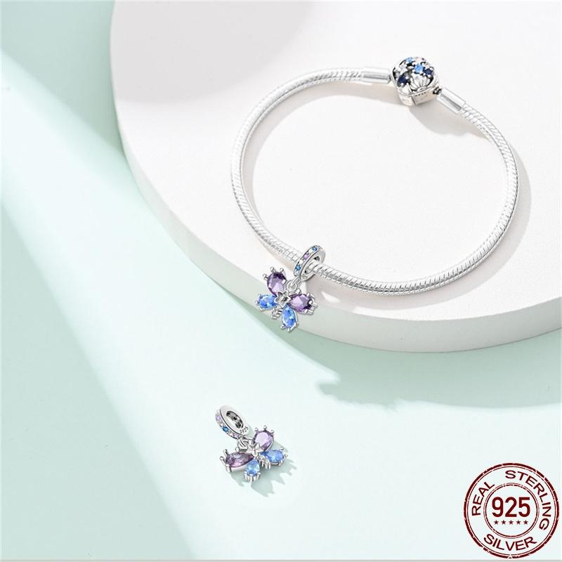 Genuine Copper Butterfly Zircon Series Pendant Jewelry Piece Fit 3Mm Pan Bracelet DIY Style Charm For Women Jewelry Stylish Gift