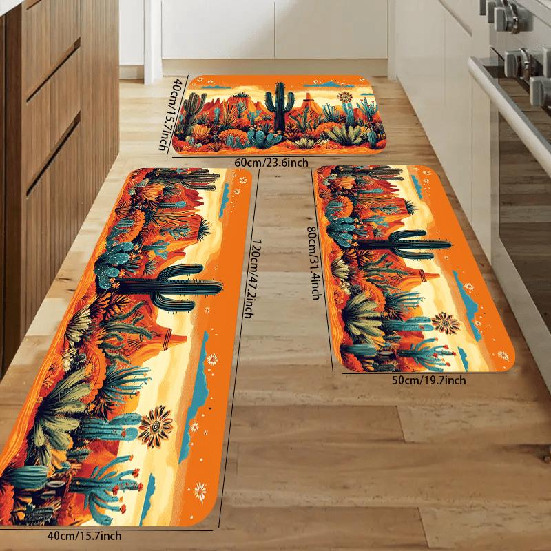 Southwest Cactus Doormat - Vibrant Tribal Polyester Entryway Rug, Non-Slip Indoor Outdoor Welcome Mat for Modern Home Decor