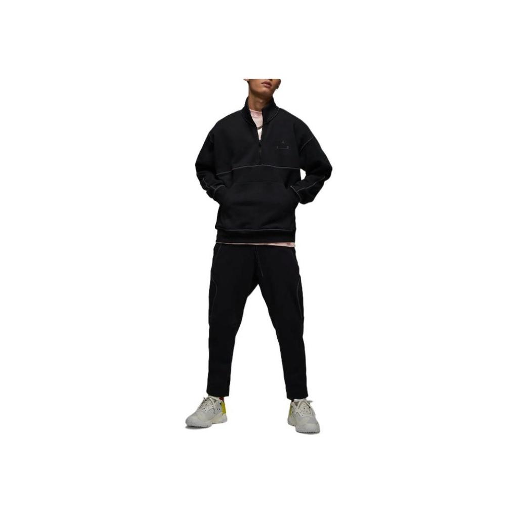 Jordan 23 Engineered Letter Print Half-Zip Fleece Collar Casual Sports Jacket Men Jackets Black DV7680-010