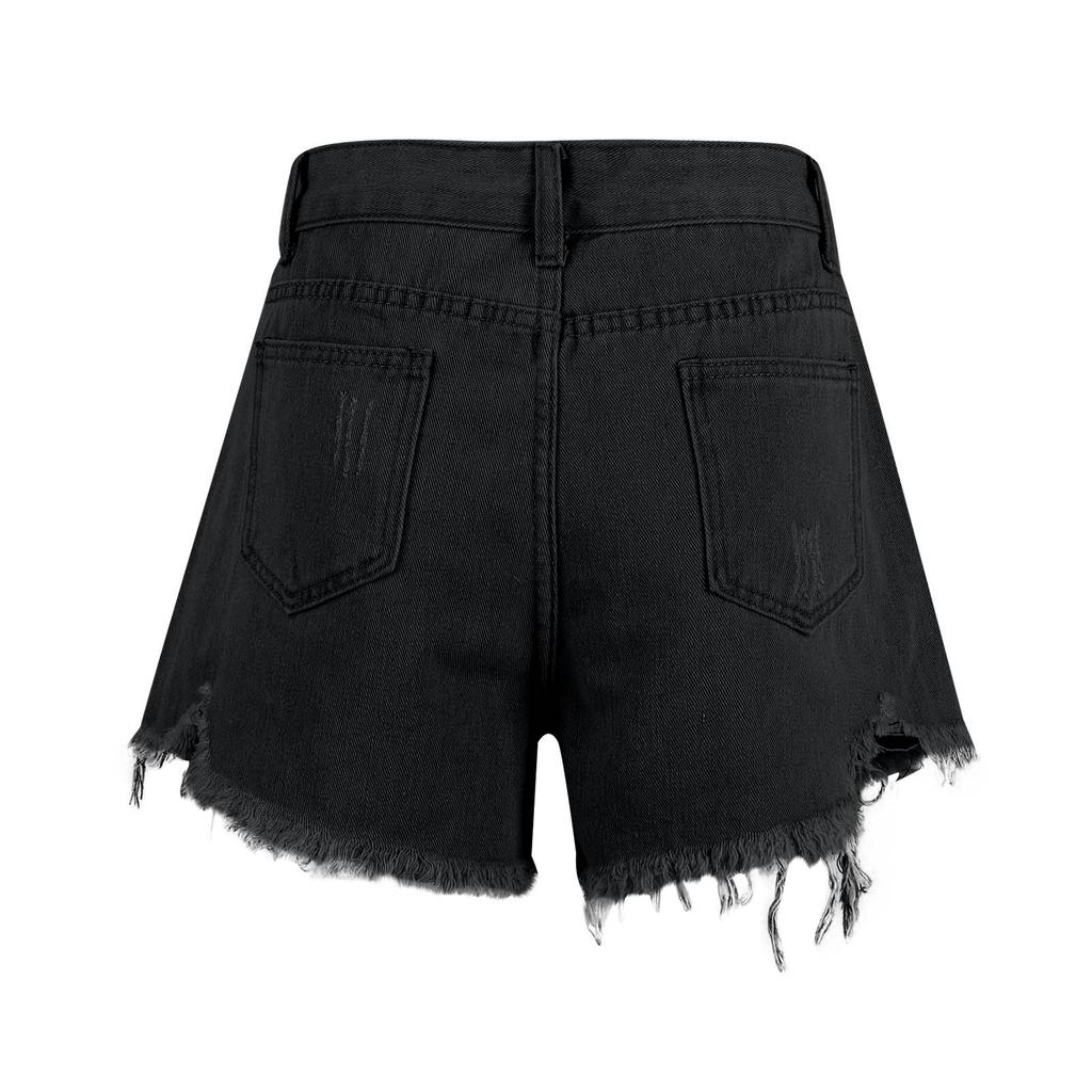 Женские джинсовые шорты с рваной бахромой и высокой талией