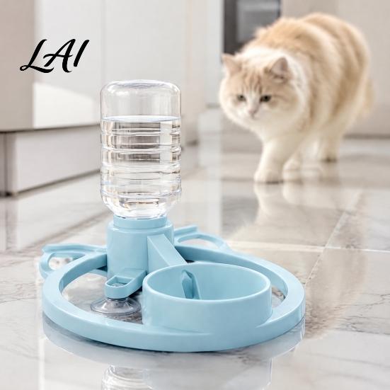 Indoor Cat Water Station Automatic Dispenser Bottle Adapter Pet Dispenser with Suction Cups Hydration System Non-Slip Portable Drinking for