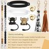 Tondiamo 2 Set Highland Cow Cup Accessories Set Compatible with Stanley Tumbler Include Silicone Beaded Bottle Strap Leather Tassel Charm Cow Rubber