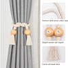4 Pack Beige Magnetic Curtain Tiebacks Cotton Hand Woven Tieback Holdback Decorative Tie Backs for Drapes with Wooden Buckle