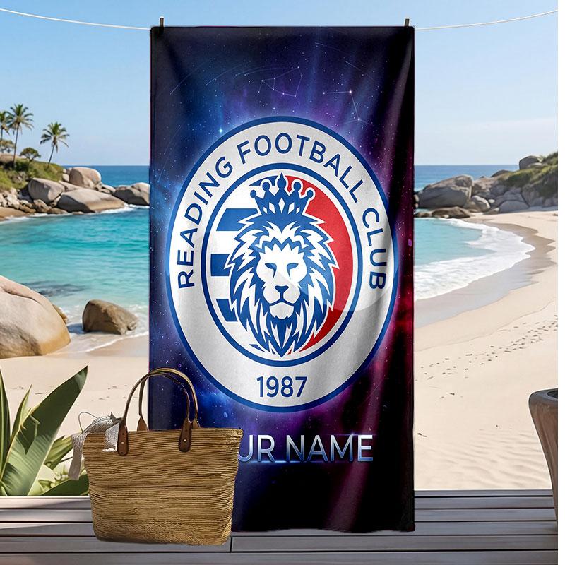 Reading FC Personalized Printed Beach Towel Soccer Logo Support Custom Name Text Absorbent Towel For Sport Travel Special Gift