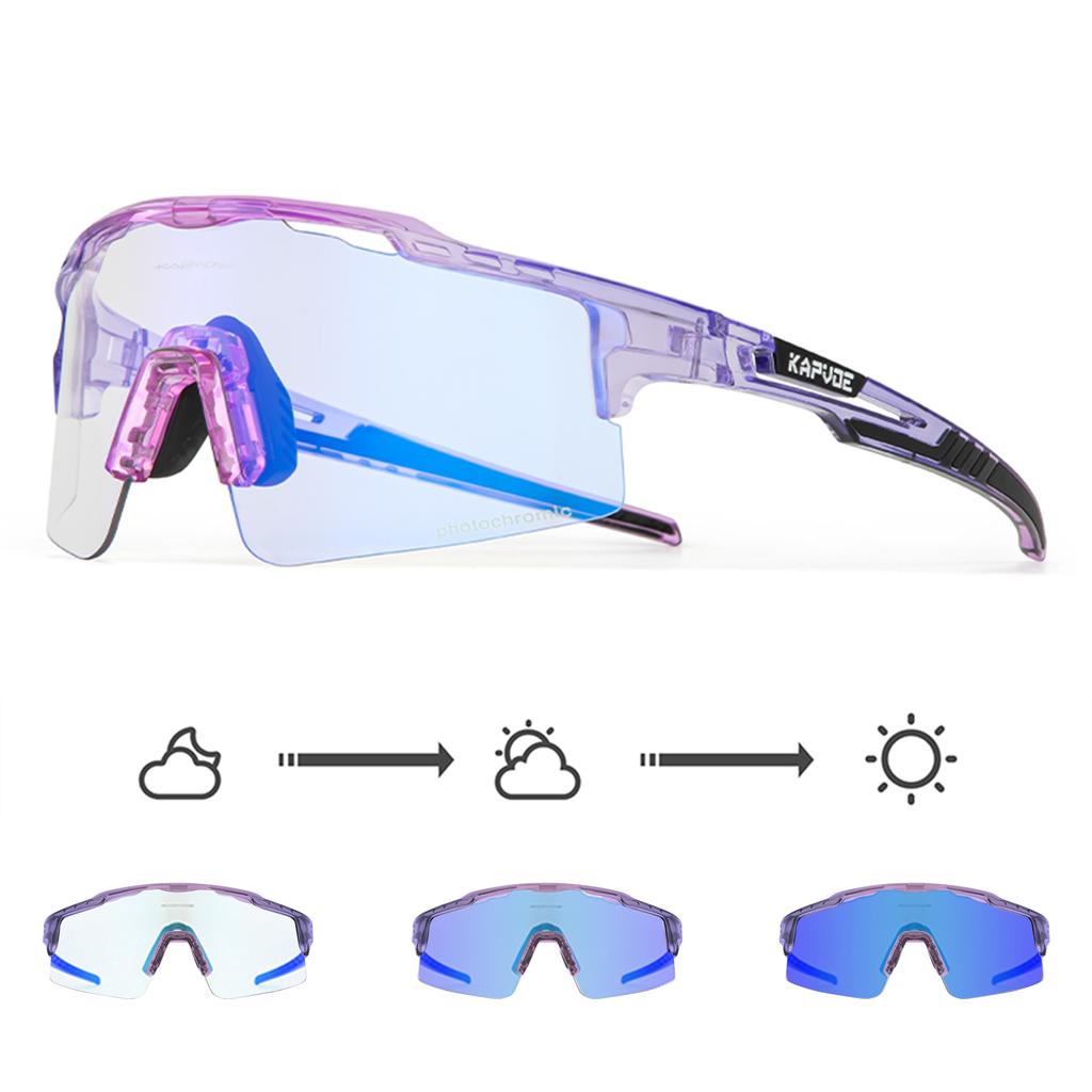 KAPVOE Photochromic Sunglasses Cycling Glasses for Men Women Cycle Eyewear Goggle Sports Speed Road MTB Mountain Bike Bicycle