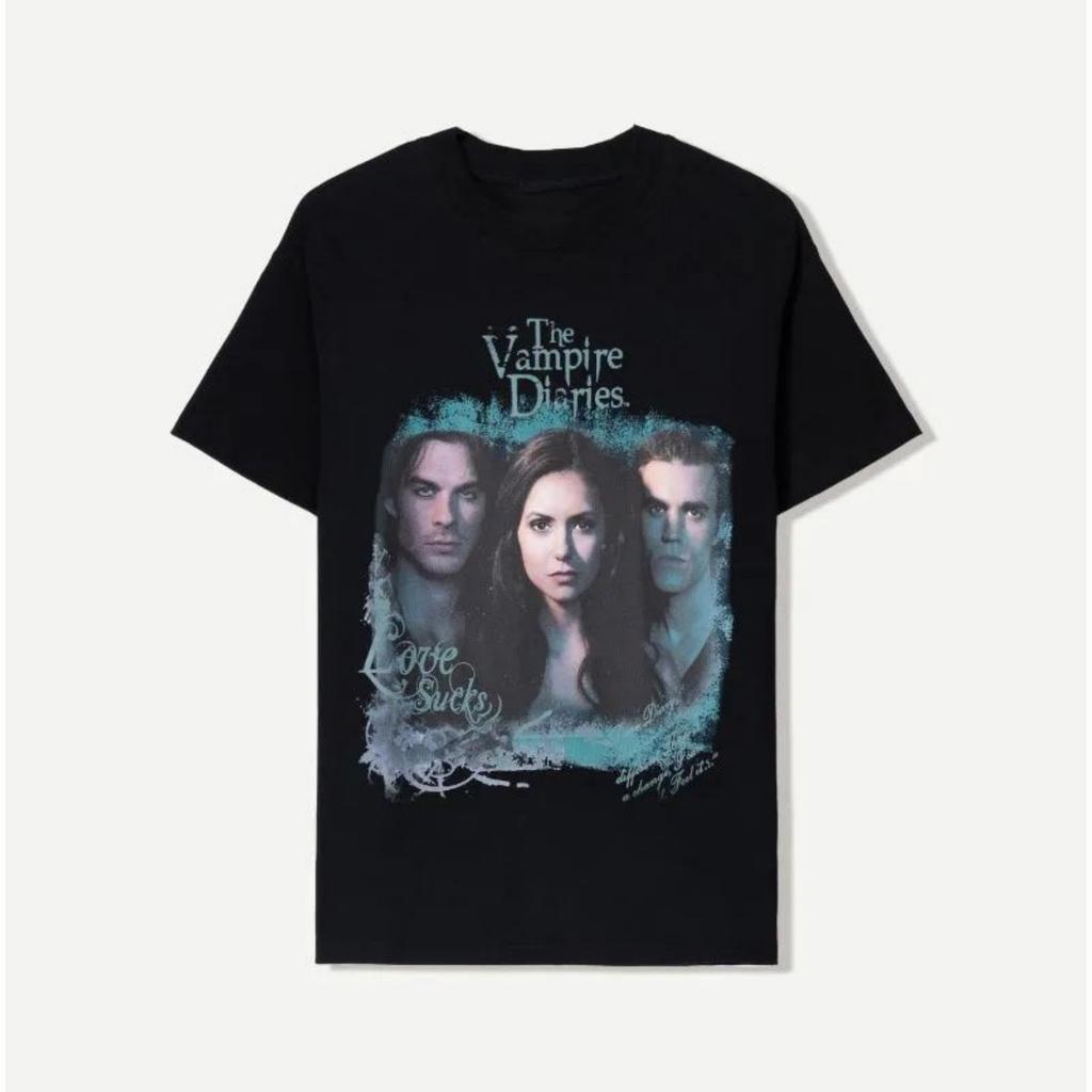 The Vampire Diaries Tryck Bomulls T-shirt Herr Sommar Personlighet Gata Rund Hals Kort Ärm Lös Herr Dam T-shirt