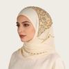 Ethnic Beaded Hijab Scarf for Women Chiffon Musilm Long Scarf Shawls Head Wrap Scarves for Wedding Evening