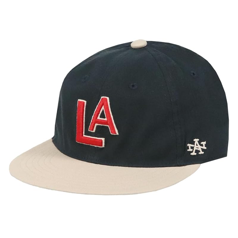 

[American Needle] american needle cap men s hat linen MiLB hemp 6 panels baseball reprint two tone color leather belt Los Angeles Angels Navy x