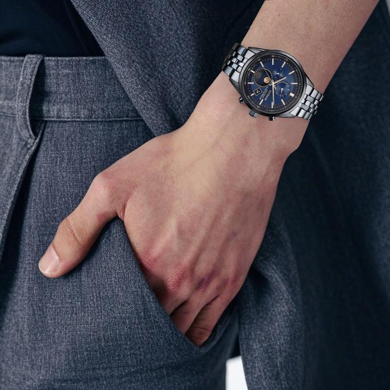 Citizen Eco-Drive Series Waterproof 100 Meters Fashion Style Solar Quartz Steel Strap 42mm Men's Watch Blue Dial BY1035-56L