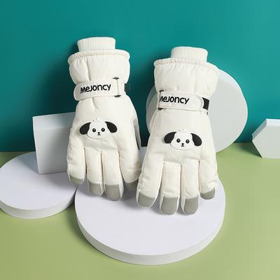 New Ski Gloves Thickened In Autumn and Winter Plus Velvet Outdoor Riding Trams Windproof and Splash Proof Warm Cartoon Cute Touch Screen.