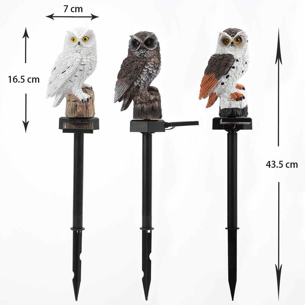 Solar-Powered LED Owl Garden Lamp - Resin Animal Yard Decor