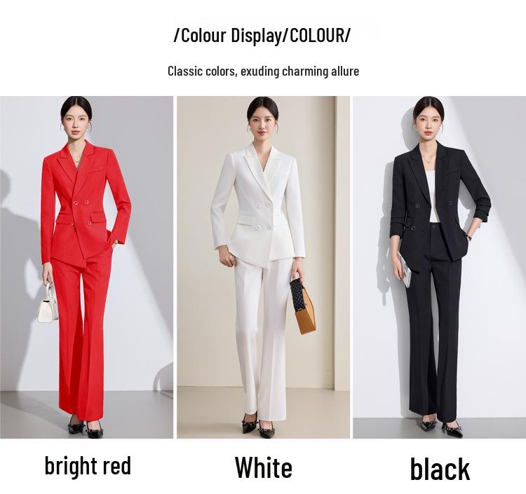 Damen High-End Weißes Anzugset für Herbst/Winter - Elegante Business-Formelle Kleidung