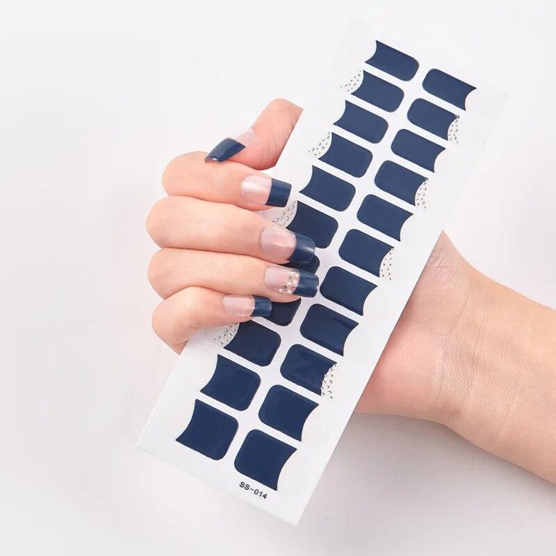 Baking Free Fashionable Blue Diamonds Nail Art Stickers Collection Manicure DIY Nail Polish Strips Wraps for Party Decor