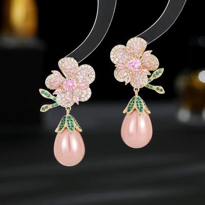 SUYU Orecchini Francesi Retrò di Nicchia con Temperamento Elegante a Forma di Goccia d'Acqua Zircone Sintetico Zircone Orecchini a Fiore