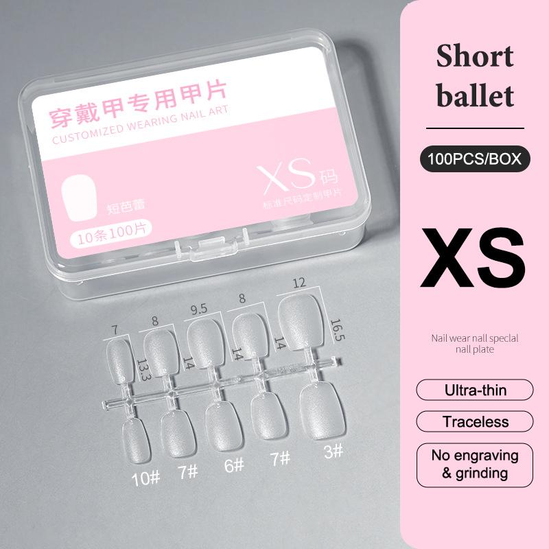 100Pcs/Box Xs/S/M Fake Nails No Polishing No Trace Press On Nails Clear Artificial Thin Nail Tips For Nail Extension Home Diy