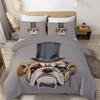 Cute Dogs Print Bedding Set Puppy Animal Duvet Cover Set Watercolor Pastel Dog Paw Comforter Cover Pug Dog Lover Bed Set