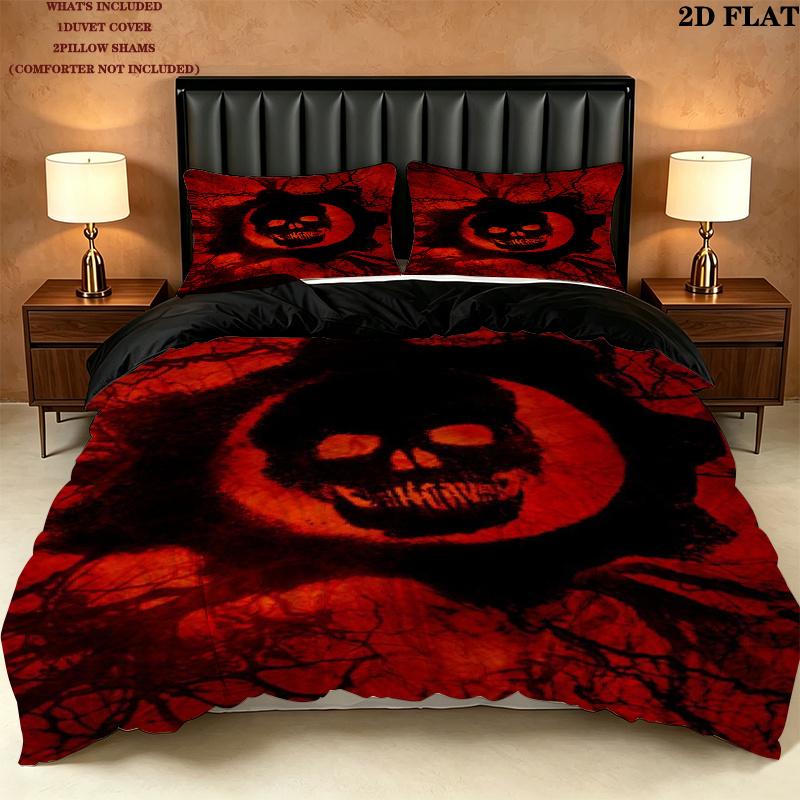 Gears War Pattern Bedding uilt Set uilt Cover Pillowcase Home Decoration Birthday Gift (1 * duvet cover + 2 * pillowcase without core)
