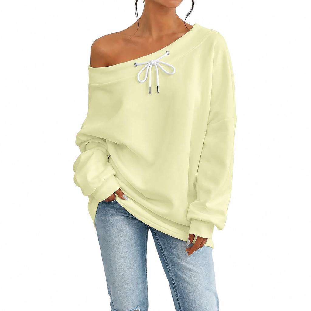 Damen lässiger schulterfreier lockerer Pullover
