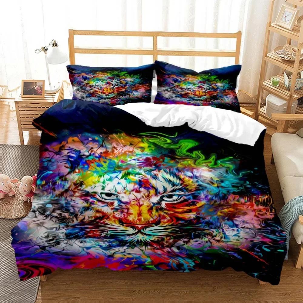 Tiger pattern Digital Print Comfortable Duvet Quilt Cover Pillowcase Bedding Set Children Bedroom Decoration Home Textile