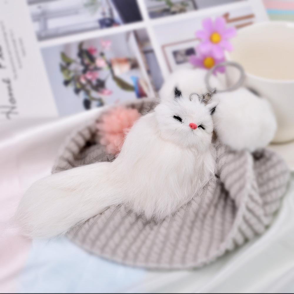 

Beautiful Plush Pendant Keychain Handbag Accessories Car Accessories Bag Keyring Gift Little Fox Key Chain білий
