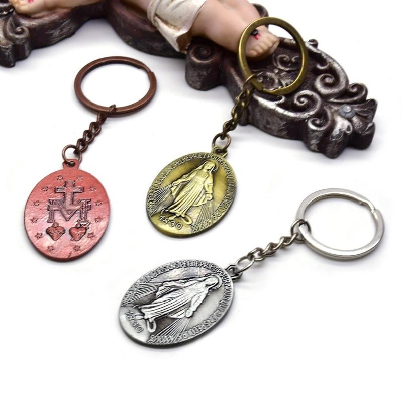 VirginMary Keychains Pendant Key Chain Christian Jewelry Keyring Gift