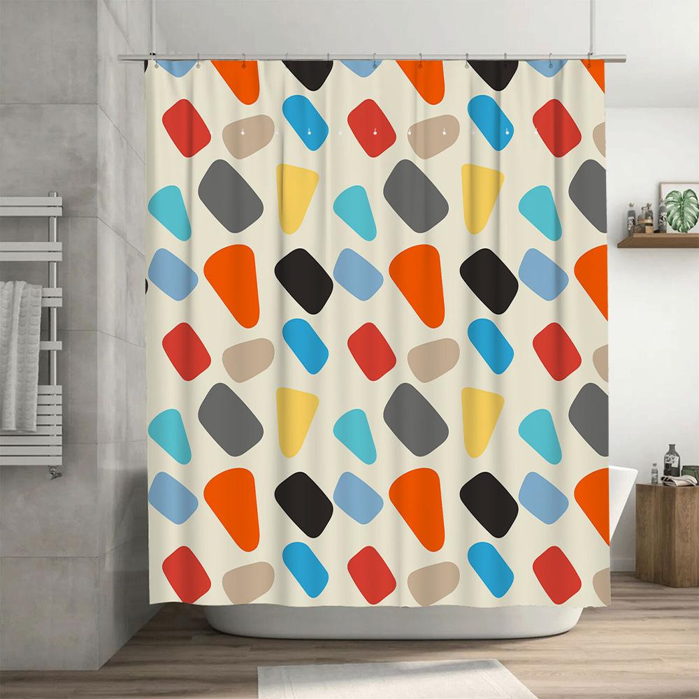 Vintage Style Shower Curtain with Pink and Orange Stars Decorative Waterproof Fabric for Bathroom Decoration Size: 72 X 72 Inche