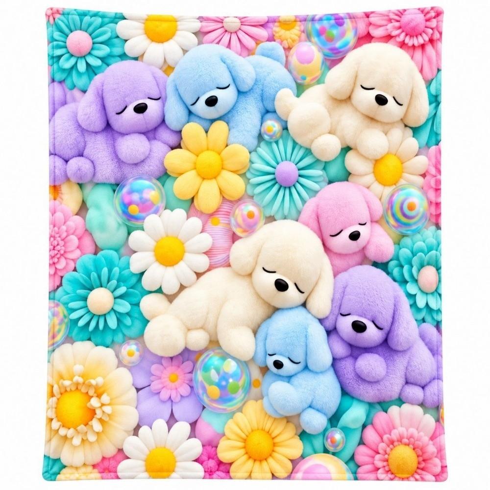 Flannel Throw Blanket Cartoon Nap Blanket Comfortable Plush Blanket  All-Season