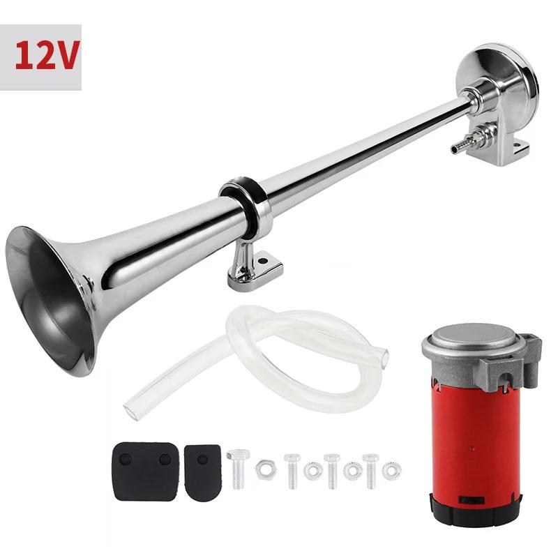 Universal 17inch Single Trumpet Car Air Horn 12V Compressor 150DB Super Loud Air Hose Car Horn Speaker for Truck Boat Motorcycle