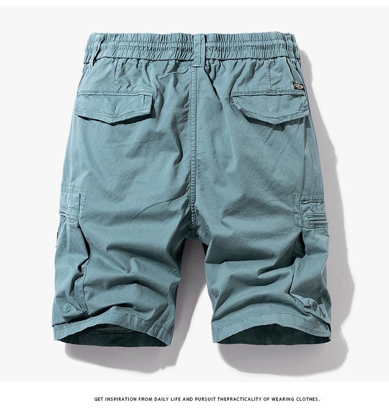 Summer Men's Cotton Multi-Pocket Riding Shorts: Durable, Washed, and Trendy Casual Wear.