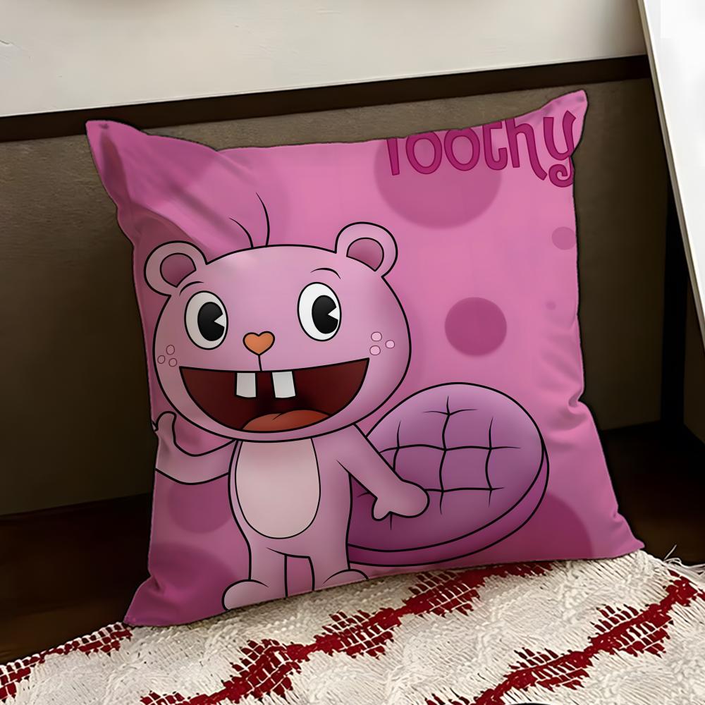 Anime HHappy Tree FFriends Kissenbezug Wendbar Weich Langlebig Kissenhülle Zuhause Auto Mehrzweck für täglichen Komfort