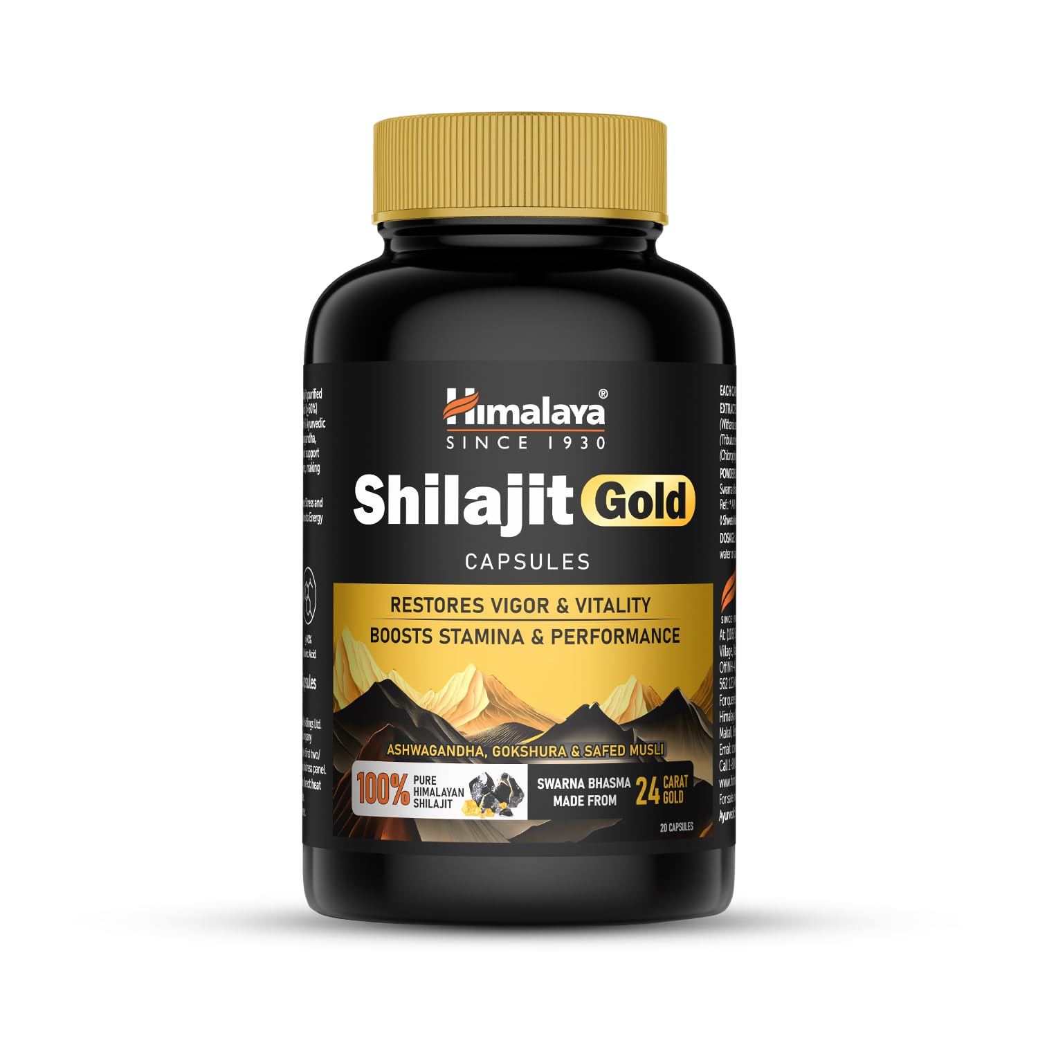 

Капсули Himalaya Shilajit Gold 100% Чистий Гімалайський Шиладжит + 24K Золото, 20 штук, Підвищують Енергію та Витривалість