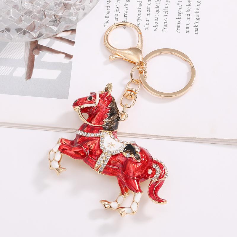 Rhinestone Horse Keychain Stylish Animal Pendant Decorative Key Ring For Women Bag Charm Hanging Lucky Gift