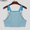 INCERUN Men Strap Sleeveless Striped Cropped Tank Tops Undershirts