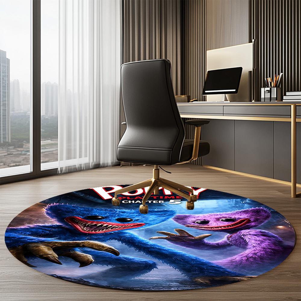 Huggy Wuggy Printed Round Rug Carpet Chair Rug Area Rug Entryway Doormats,for Office Chair Living Room Bedroom Kitchen Room.