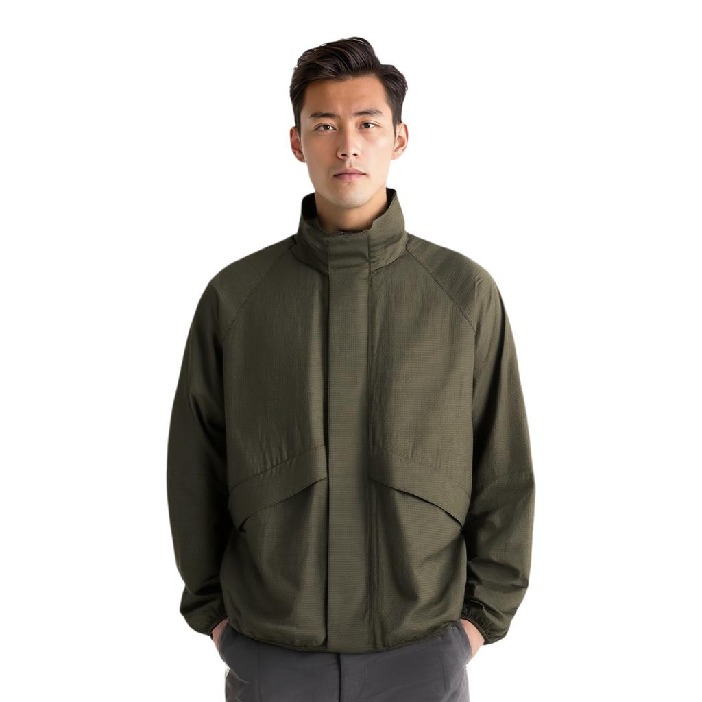 UNIQLO Clare Waight Keller Collaboration C Series Zipper Double Pocket Stand Collar Elastic Hem Loose Solid Jacket Men jackets Olive 476196-56