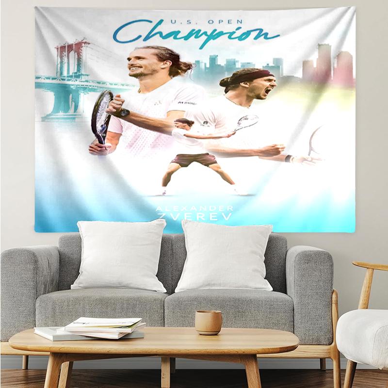 Zverev Print Tapestry, Backdrop, Easy Setup, Ideal for Bedroom, Office & Living Room, with Aesthetic Wall Hanging Decor.