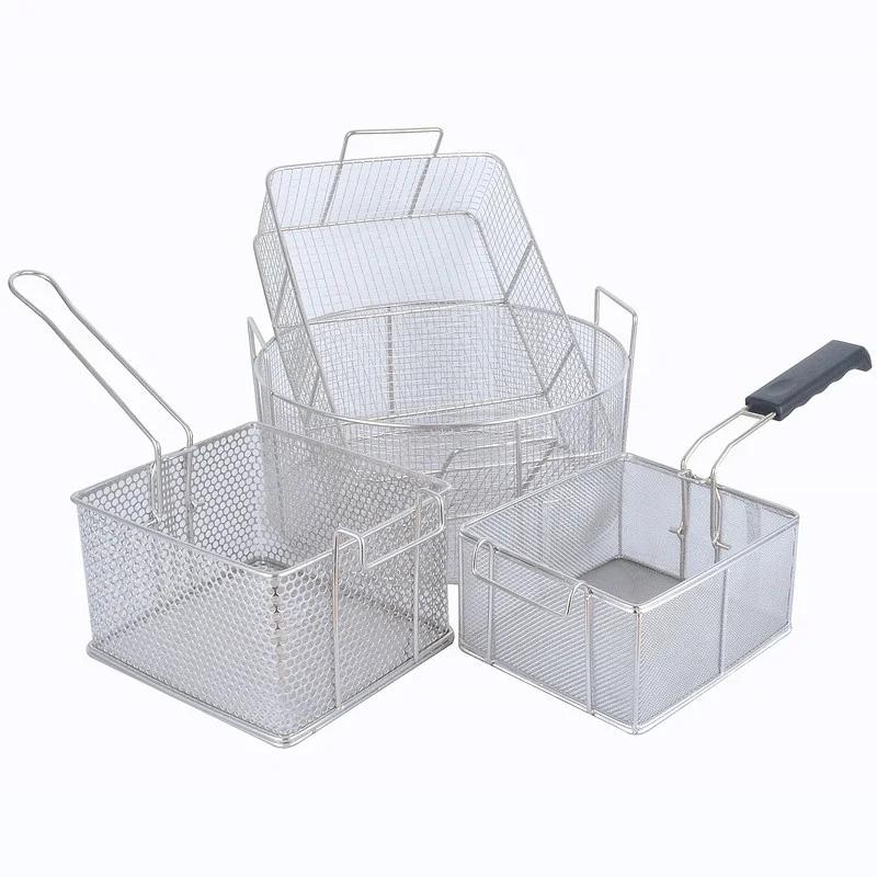 Stainless Steel Frying Basket Net French Fries Basket  Frame Square Oil  Control Filter Frying Basket Dense