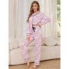 European and American Striped Cardigan Pajama Set - Women's Two-Piece Long Sleeve Top and Pants for Autumn and Winter