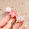 2Pcs Hairpin Soft Polymer Clay Peach Blossom Hair Clips Lightweight Non-Slip Pink Floral Design Hair Pin Hanfu Hair Accessories