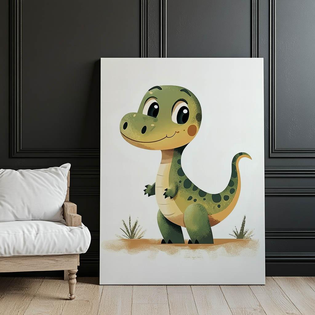 Uśmiechnięty Dinozaur Uśmiechnięty Dinozaur, 70X100 Cm, Bez Ramy, Płótno Premium Na Blejtramie