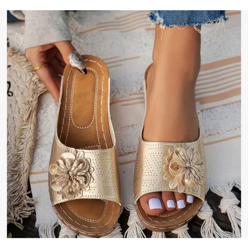 New large-size women's shoes spring and summer new one flower open-toed slippers sandals